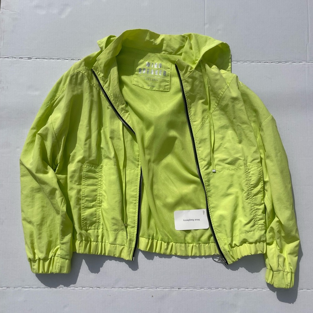 Love Tree Neon Green Cropped Windbreaker Jacket Size Medium – NWT - Picture 2 of 5